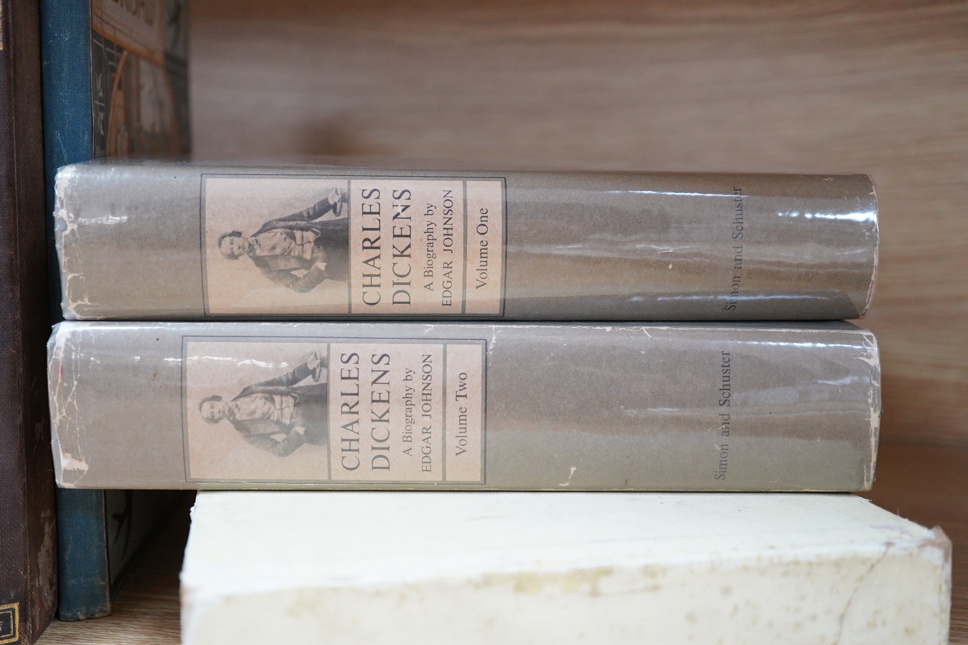Johnson English Dictionary 1828 and other works : Sheridan School for Scandal, More Aphrodire in Aulis vellum bound in slipcase, Gray’s Elegy, Homes Haunts Walter Scott, Dickens and His Illustrators, Dickens His Tragedy